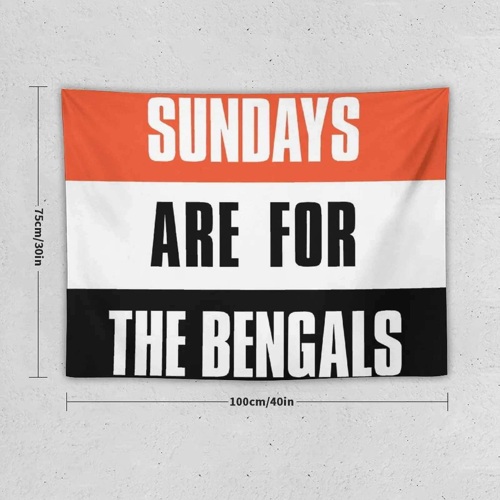 Sundays are for The Bengals, Cincinnat Football Fans Tapestry Art Mural Bathroom Decor Home Decorators Tapestry