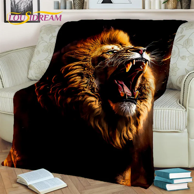 Beast Cartoon Tiger Lion Leopard Animal Wildlife  Blanket,Soft Throw Blanket for Home Bedroom Bed Sofa Picnic Cover Blanket Kids