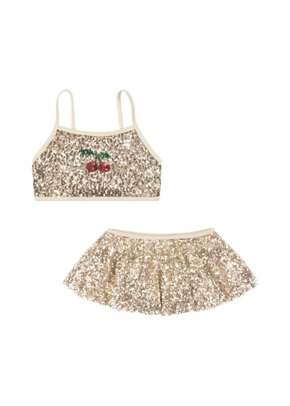 

2026 KS Summer Baby Girls Swimsuits Princess Sequin Cherry Swimwear Kids Clothes Girls Navy Bikinis Sets One Piece Beach Wear