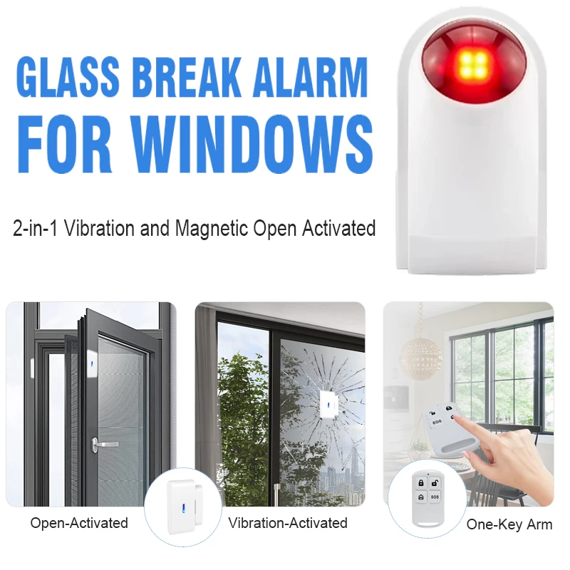 

130dB High Sound Battery Powered Home Alarm System with Door Open and Vibration Detection,Ideal for home & RV Security