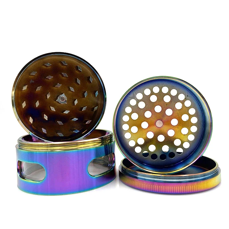 Tobacco Grinder Frog Shape 4 Layers 63mm Rainbow Color Zinc Alloy Metal Herb Grinder Spice Crusher