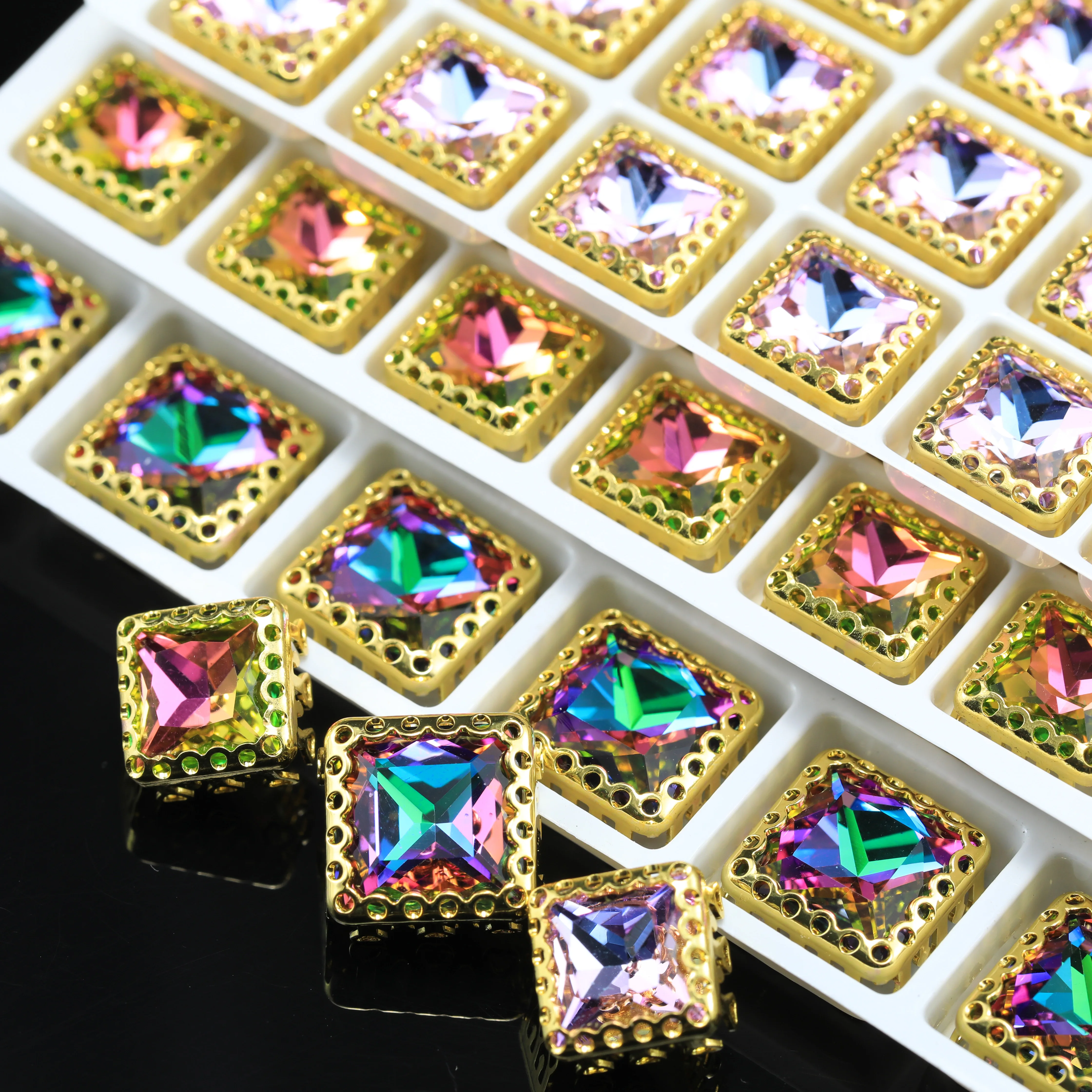 Princes Square Fancy Stone Moonlight Glass Kristalle Vogelnest-Krallen-Strasssteine für DIY Handarbeiten Schuhe Taschen Kleidung Kunsthandwerk – Detail 3
