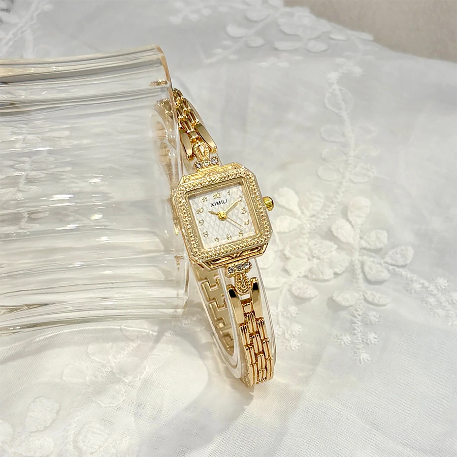 Elegant Square Dainty Vintage Gold Watch for Women