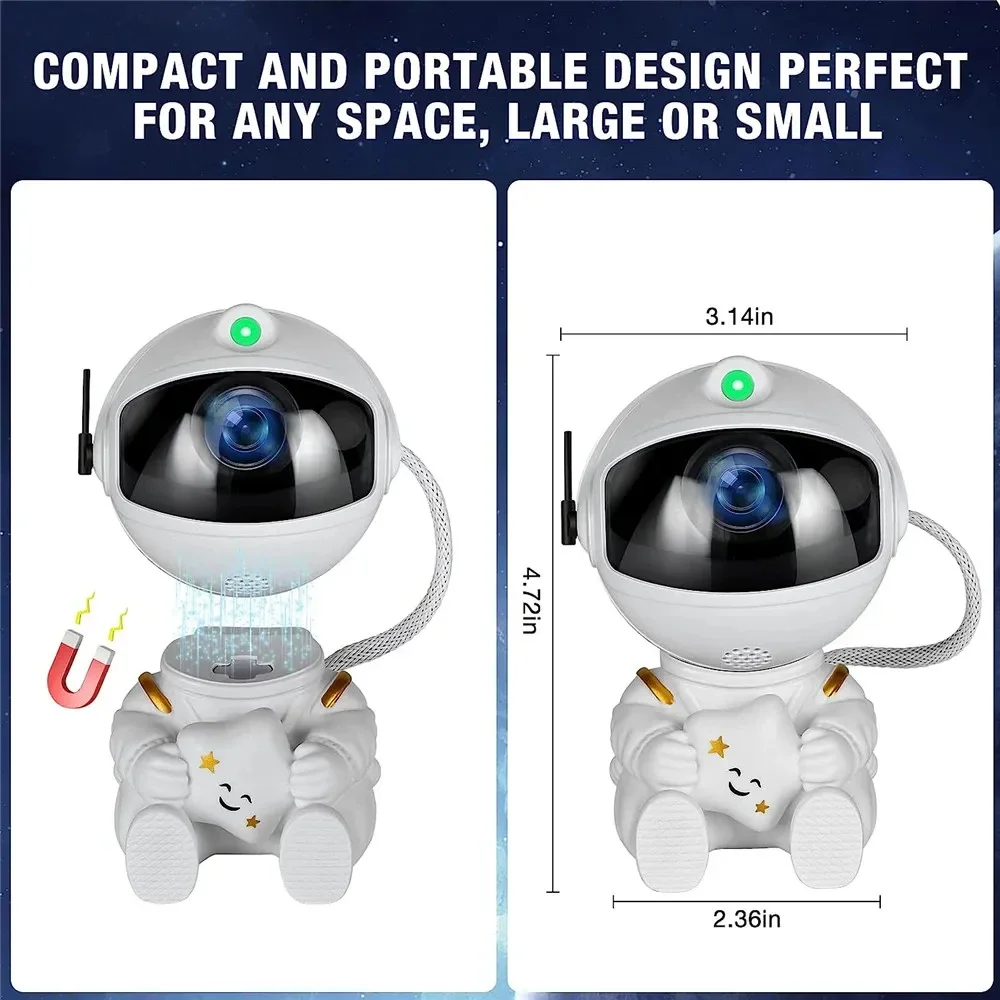 Kids Star Projector Night Light With Remote Control 360 Adjustable Design Astronaut Nebula Lighting For Children Adults