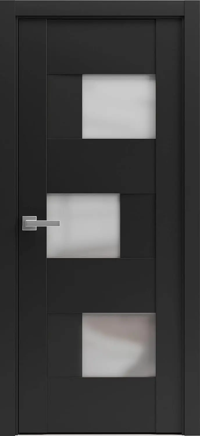 Sete 6933 Matte Black with Frosted Glass | Single Regular Panel Frame Trims Handle | Bathroom Bedroom Sturdy Doors