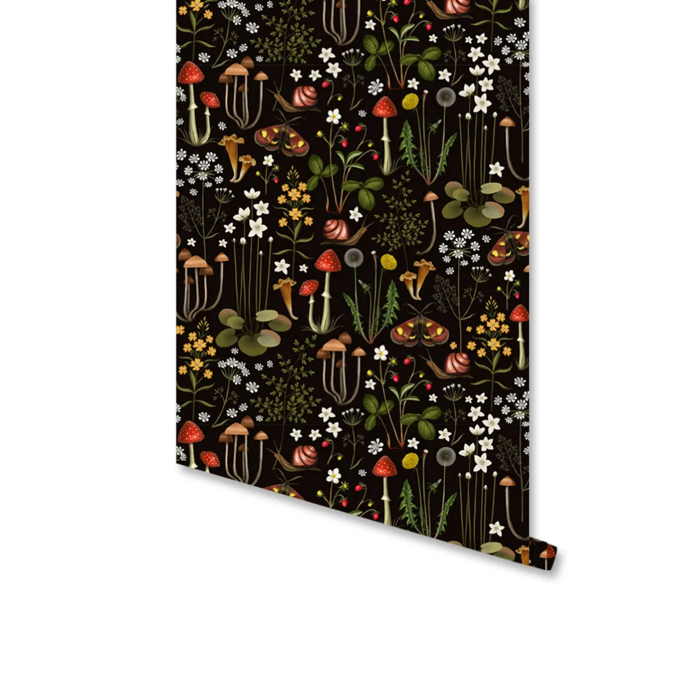 

Рулонные обои с темными лесными грибами на Хэллоуин, ретро-фон для гостиной, модифицированные самоклеящиеся обои из ПВХ, водонепроницаемые