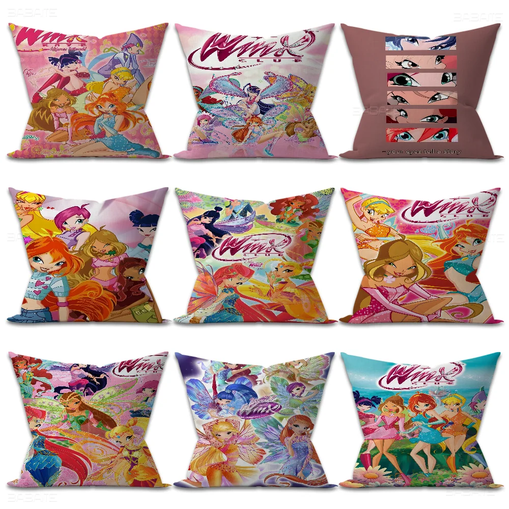 Girl-W-Winx Catoon Clubs Pillowcase Toon Gift Cushion Cover Bedroom Home Sofa Chair Seat Decor Pillow Case