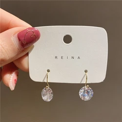 8mm Transparent Zircon Crystal Drop Earrings for Women Pendientes Luxury Gold Silver Color Jewelry Trend Simple Accessories Gift