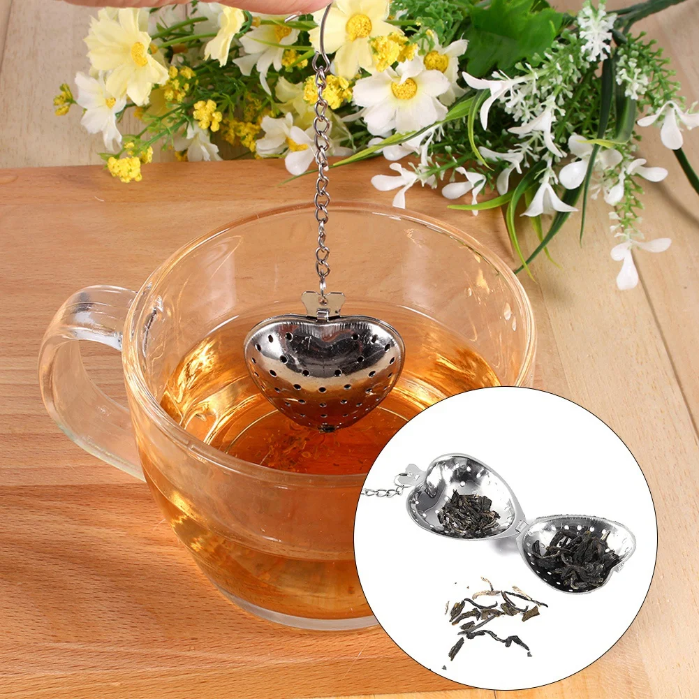 Heart Chain Stainless Steel Loose Tea Infuser Fine Mesh Ball Strainer for Herbal Tea Spices Loose Leaf
