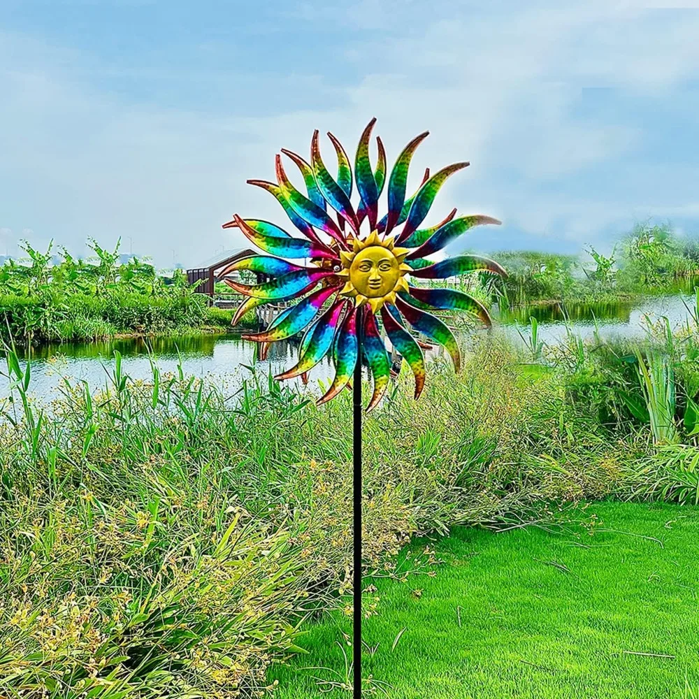 Imagem -04 - Jardim Wind Spinner com Estaca do Metal Escultura do Sol 360 Graus 75