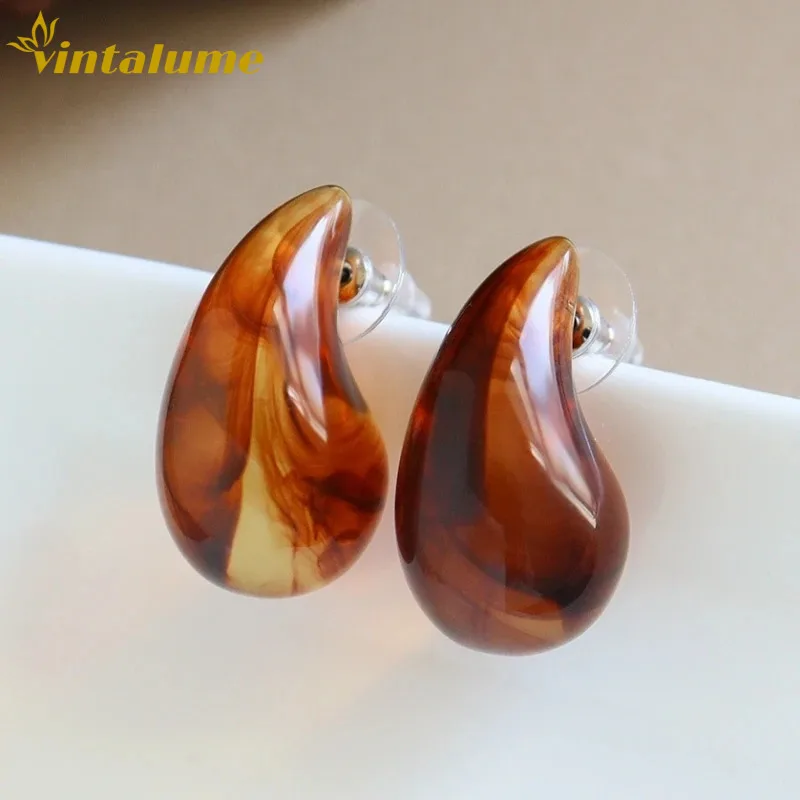 

Серьги-гвоздики Vintalume из акриловой смолы в форме капли для женщин, модные ювелирные изделия, крупные массивные серьги-капли, трендовые серьги для вечеринок