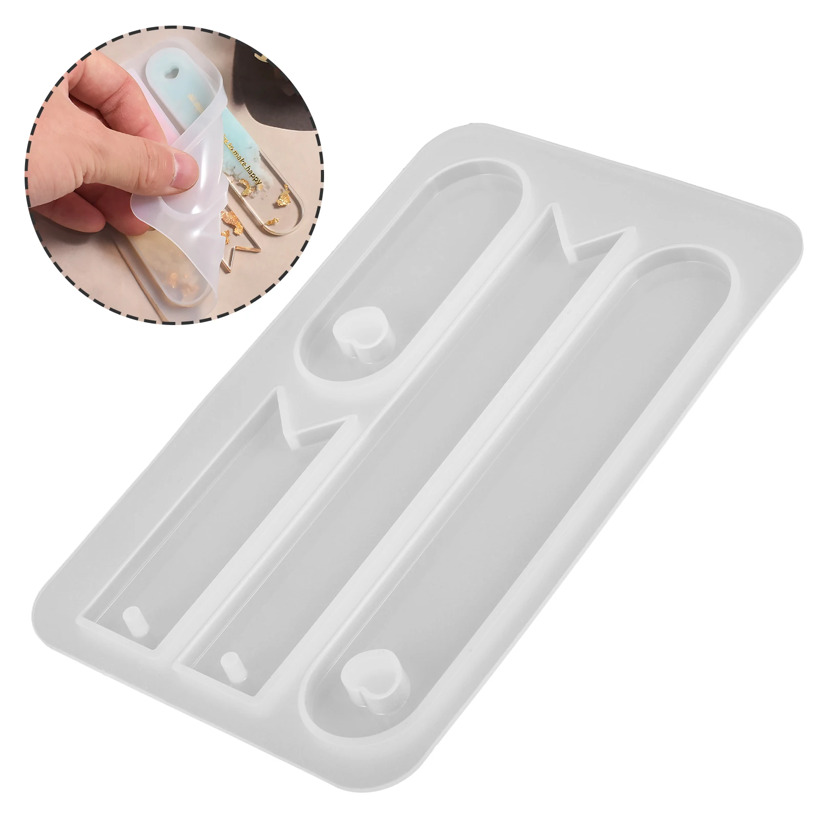 Molde de marcapáginas de silicona para manualidades, herramienta artesanal de resina epoxi, herramienta de marcado de libros Flexible para estudiantes, suministros escolares reutilizables