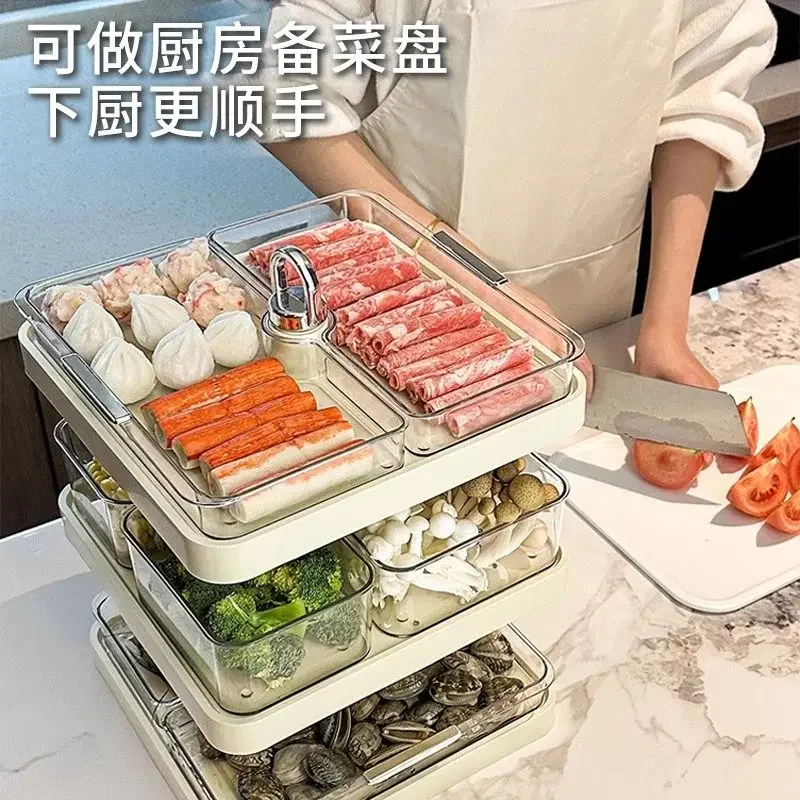 Household multi-layer food preparation grid plate kitchen multi-purpose dish plate shelf tray