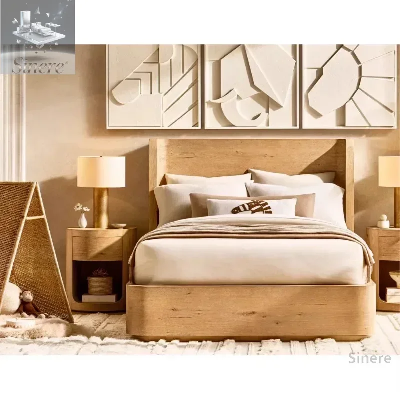 

/American/Oslo/Bedding series/Modern simple solid wood double bed chest dresser whole house customization