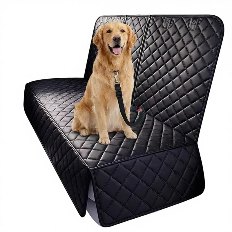 Eco-friendly bamboo waterproof and anti-fouling foldable Oxford cloth square pet rear seat cushion with seat belt