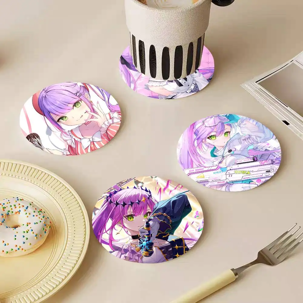 Anime Girl Tokoyami Towa Round Wooden Coasters Suitable For Restaurants And Coffee Home Gift Choice Holidays