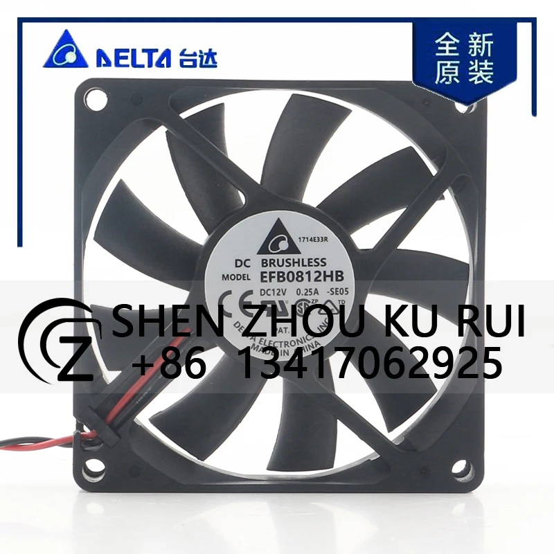 

Delta 5V 24V 48V DC12V 0.25A AC EC 8015 80X80X15MM 8CM Double Ball Bearing Inverter PWM Temperature Control EFB0812HB Coolingfan