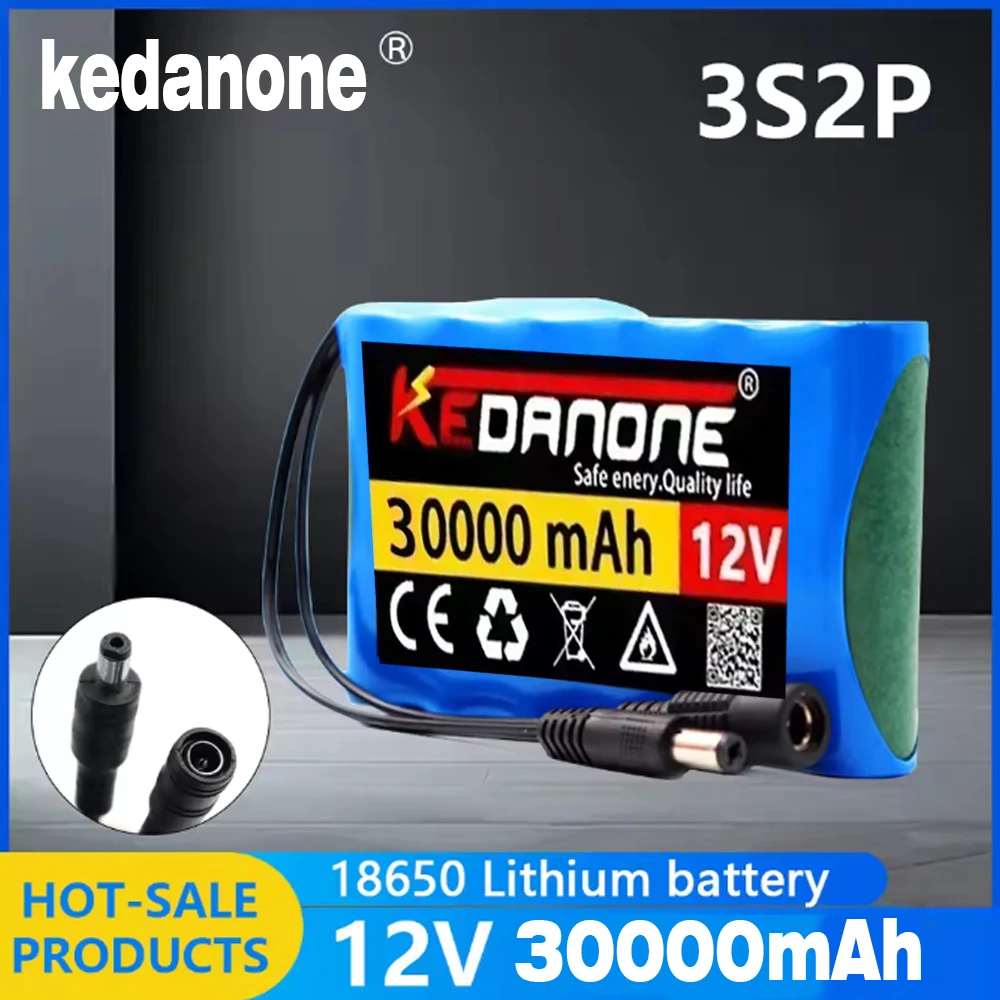 

New Portable Super12V 30000mAh 3s2p Battery Rechargeable Li-Ion Battery Pack Capacity DC 12.6v CCTV Camera Monitor+Charger