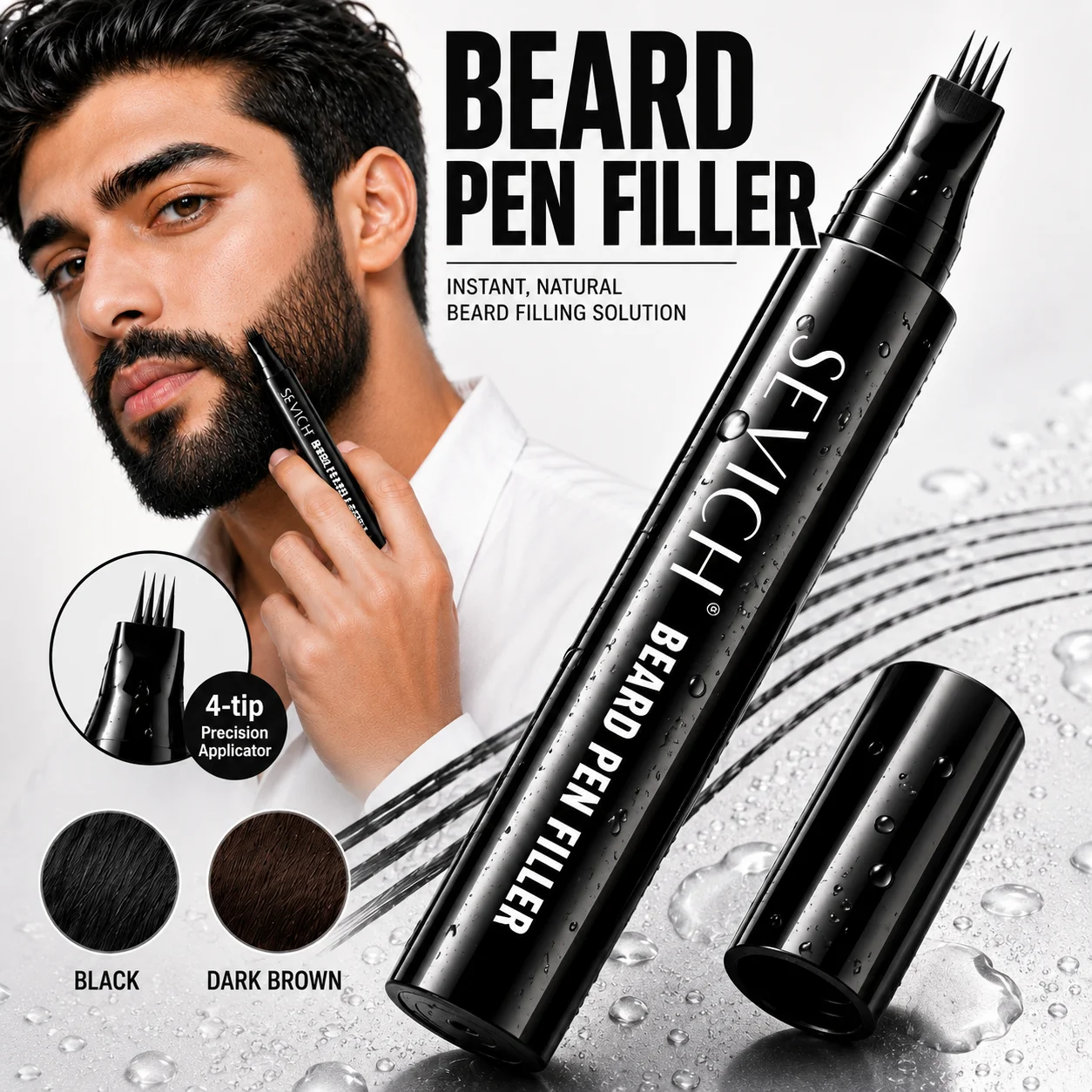 Waterproof Beard Pen Beard  Filler Pencil And Brush Beard Enhancer  Lasting Repair Moustache Coloring Shaping Tools Hair Pencil