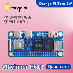Orange Pi Zero 2 W Mini PC Allwinner H618 Orange Pi Zero 2W WiFi Bluetooth SBC Single Board Computer Zero2W