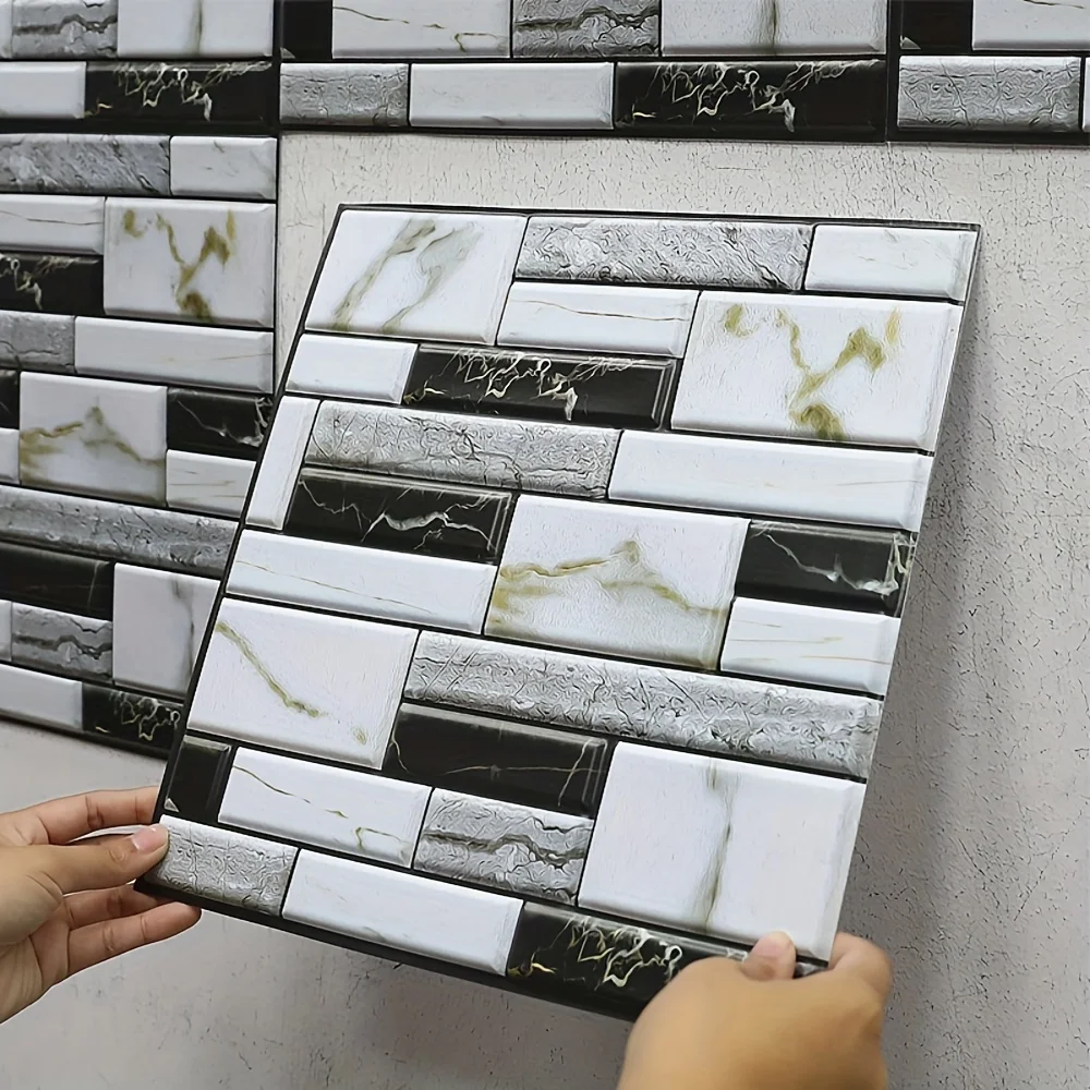 Peel and Stick Wall Tiles 10-20pcs DIY Kitchen Backsplash Big Size Wall Stickers Waterproof Vinyl Wallpaper for Living Room Home