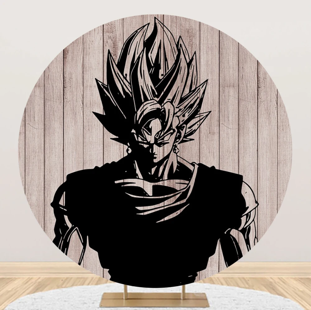 

Bandai Dragon Ball Saiyan Round Photo Backdrop Baby Shower Kids Birthday Party Supplies Props Banner Background For Photography