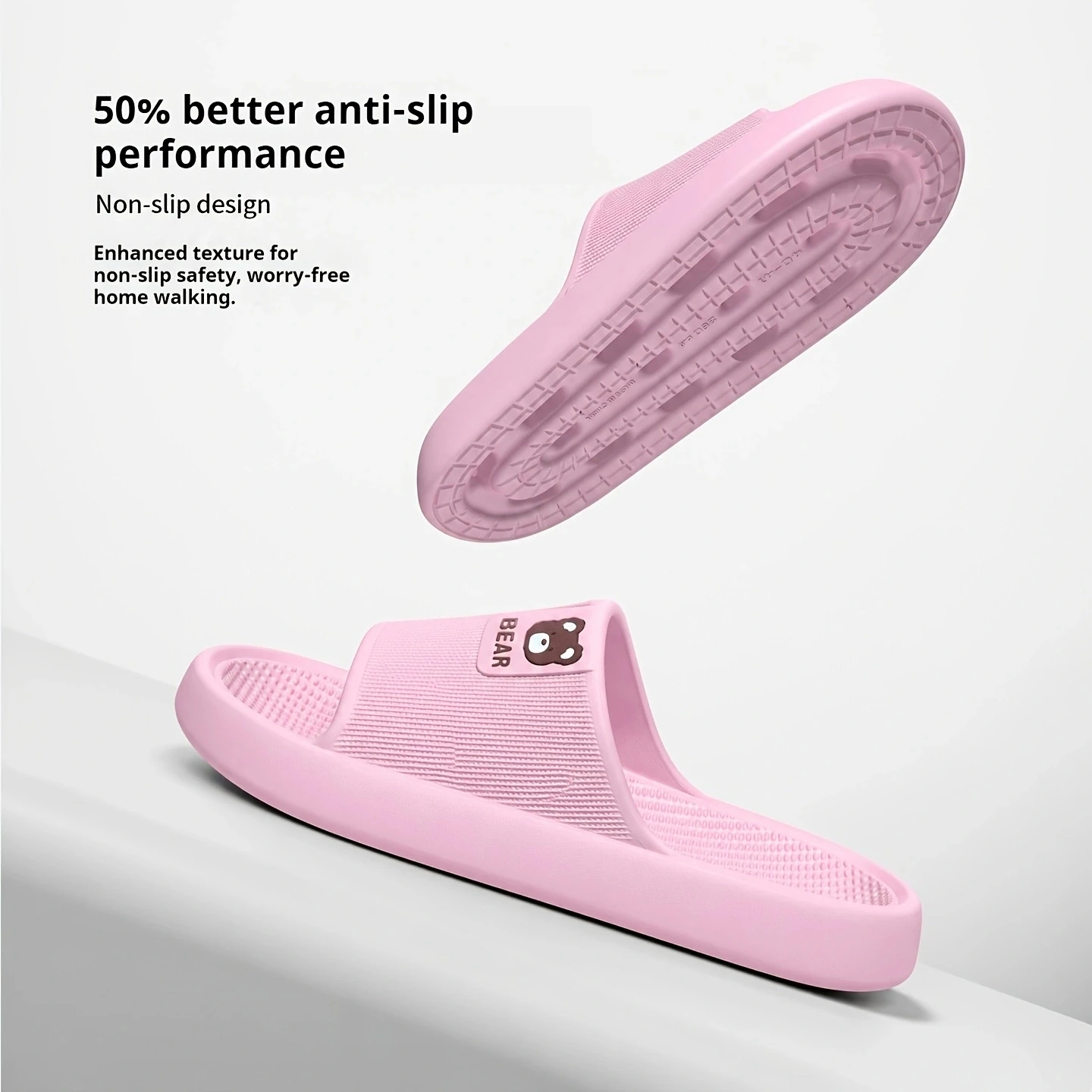 Simple Bear Solid Color Versatile Slippers, Indoor & Outdoor Dual-use Slides Lightweight Cozy Slippers for Bedroom & Bathroom, S