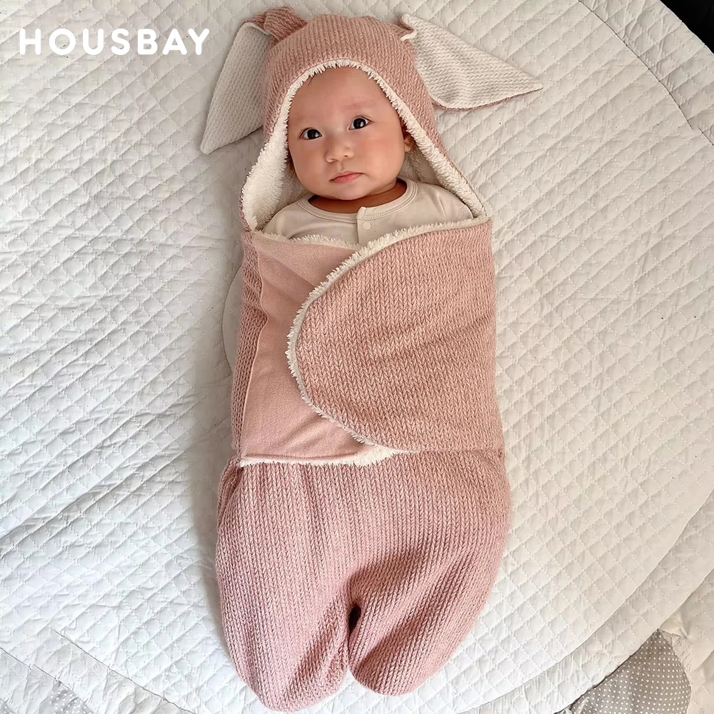 

Sleeping Bag Droopy Ear Rabbit Fleece Swaddling Anti-Startle Fleece Warm And Skin-Friendly Cute Model Wrap-Around Sleep