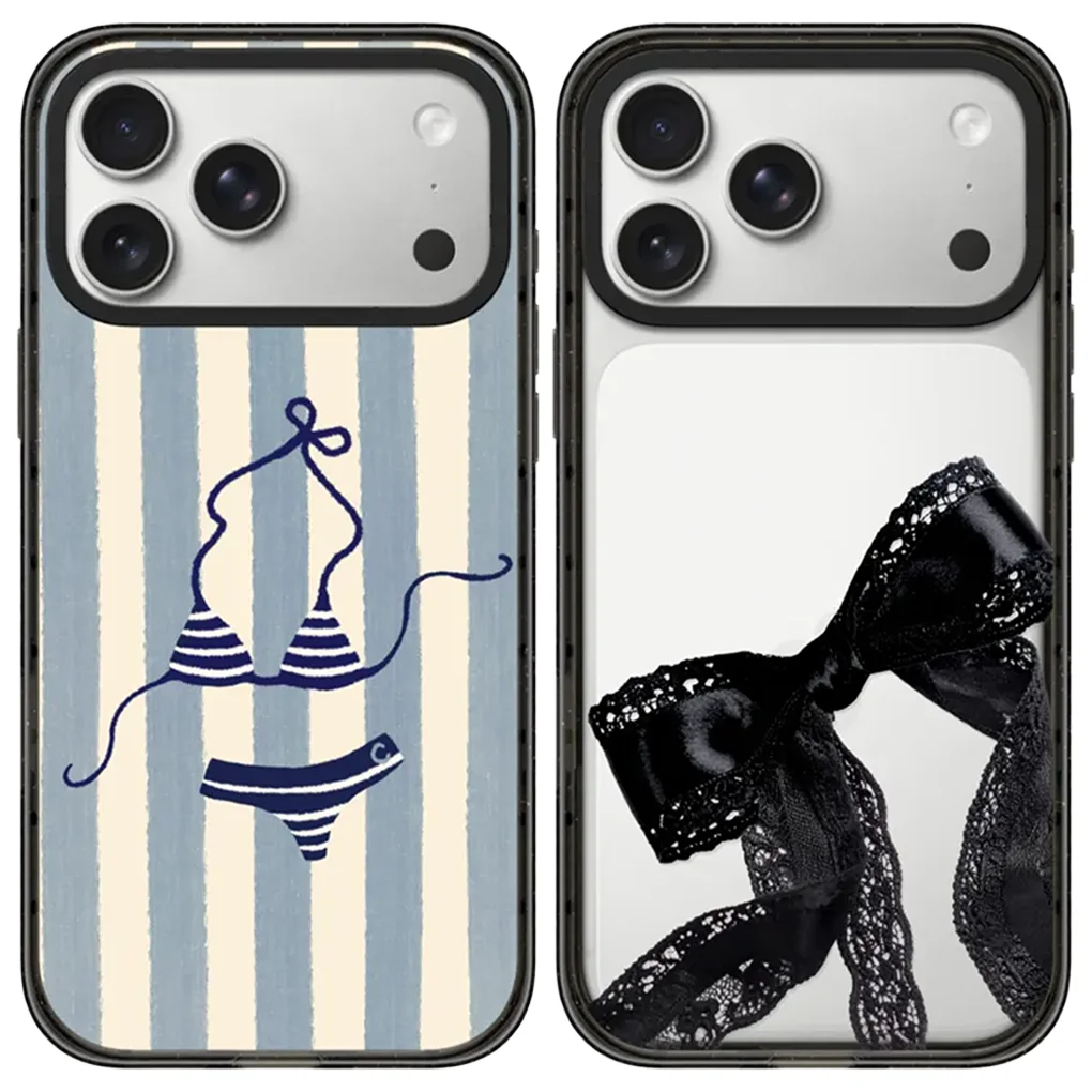 

Striped Bikini Acrylic Black Border Magnetic Case: Compatible with IPhone 17 16 15 14 13 12 Pro Max 17 Air