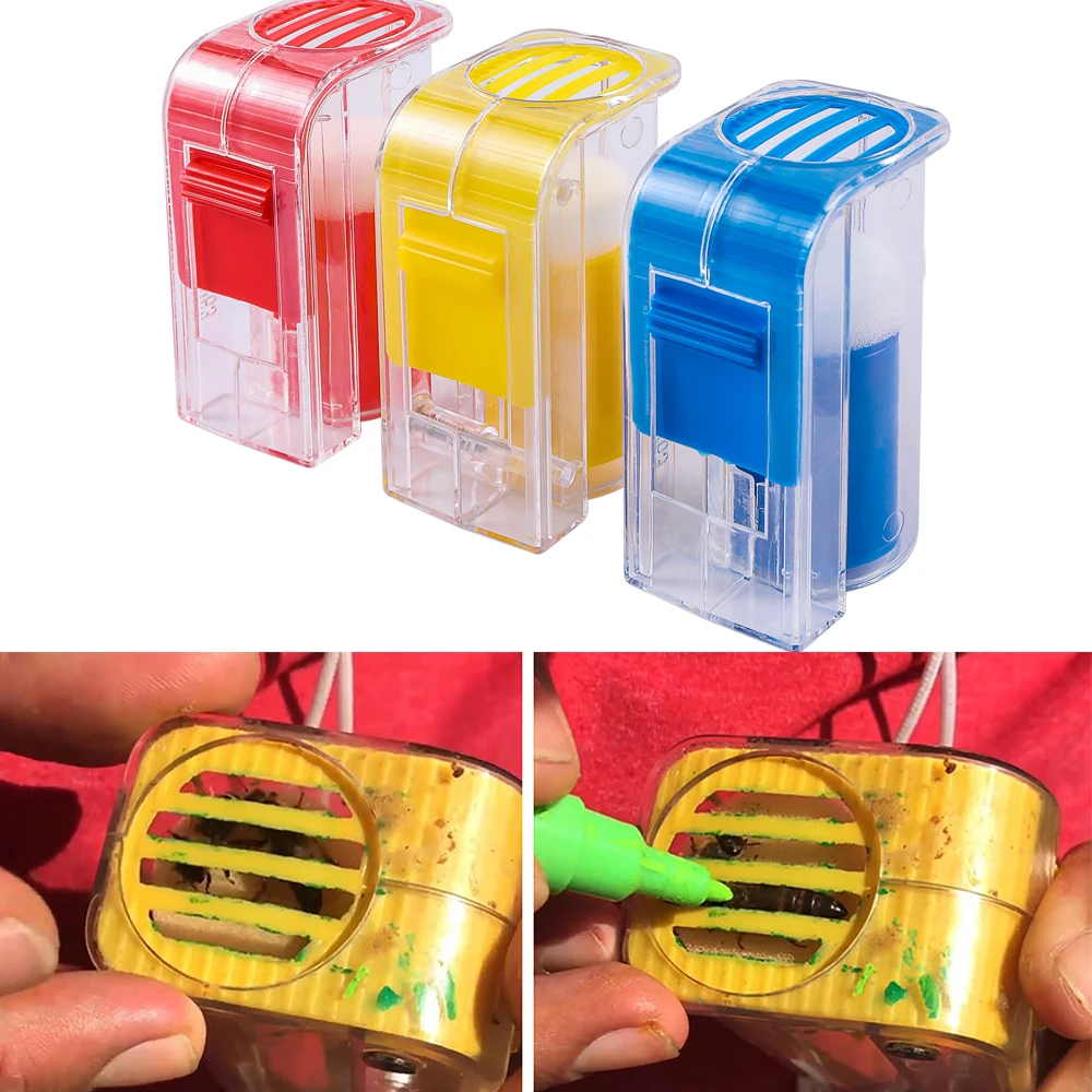 Queen Bee Marking Bottle Plastic Bee Marker Tube Catcher Cage With Plunger Plush For Beekeeper Equipment Optional Tools 1pcs