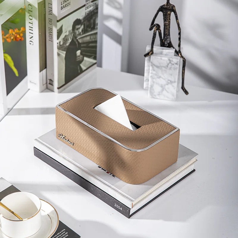 

Leather tissue box paper box living room home creative ornaments modern simple coffee table paper customized logo luxury.