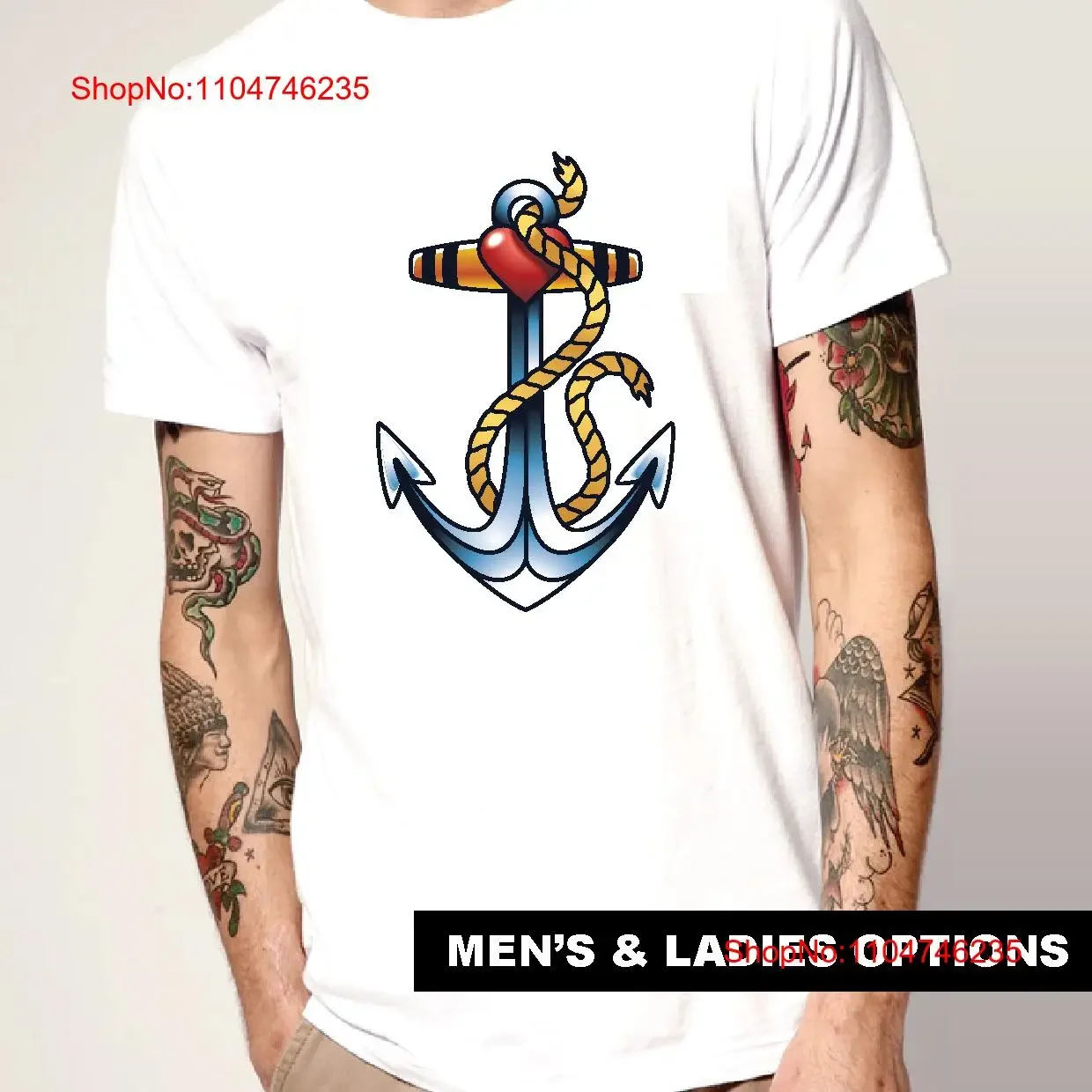 

Cool T Shirt Old New School ANCHOR TATTOO Retro Sailor Flash Art vintage Washed Comfortable Unisex Top For Everyday Wear