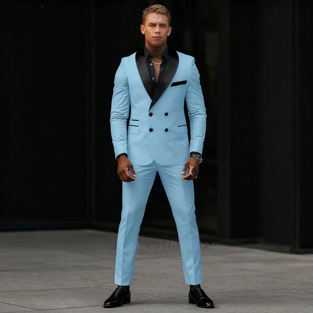 

Элегантные роскошные мужские свадебные костюмы, однобортные комплекты с шалью и лацканами, облегающие комплекты из двух предметов для жениха, комплекты высокого качества с куртками и брюками