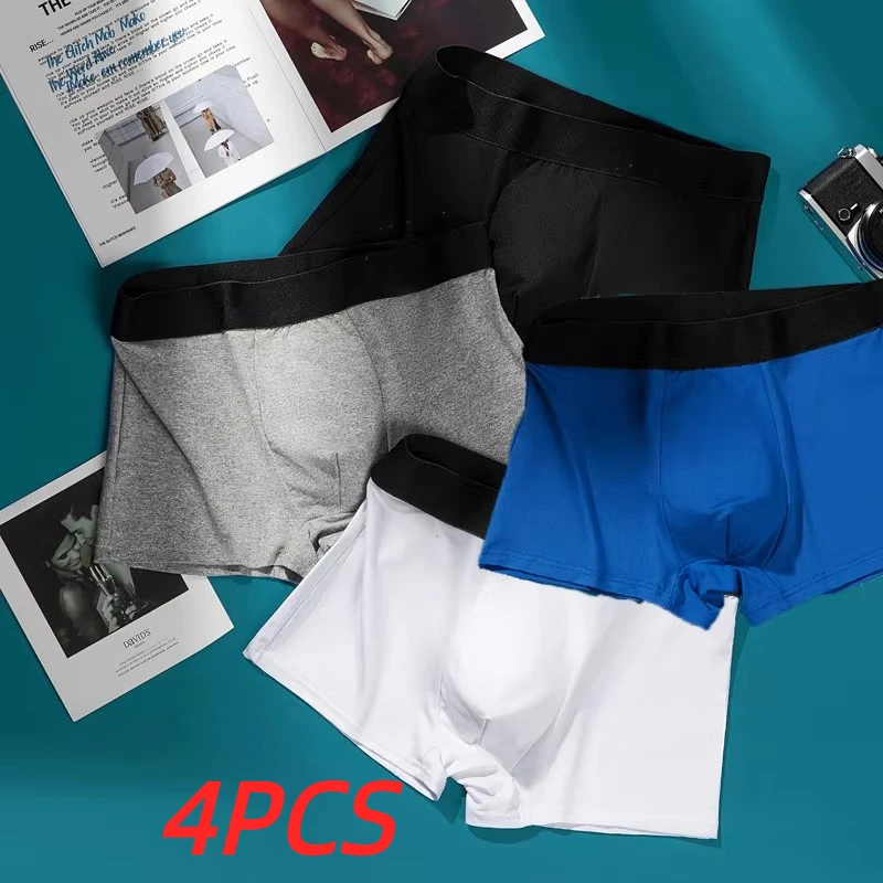 4Pcs Men\'s Underwear Men Boxers Comfortable Breathable Solid Color Sexy Male Boxer Shorts Men Sports Underwear Underpants Shorts