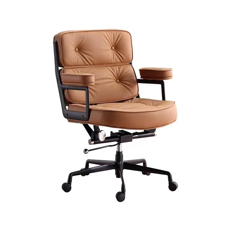 

Office chair liftable rotating computer chair cowhide solid wood boss sofa