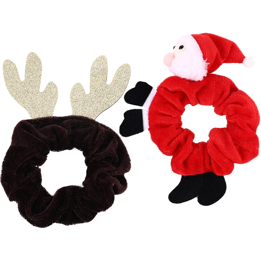 

2pcs Christmas Christmas Scrunchies For Hair Girls Headband Scrunchies Women Holiday Big Bands For Thick Hair Xmas Style