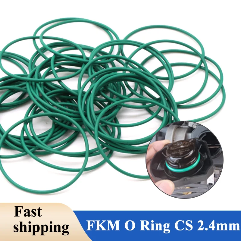 10-200Pcs Oil Resistant FKM O Ring CS 2.4mm OD 8 - 60mm Green Fluorine Rubber Insulation High Temperature Resistance Seal Gasket