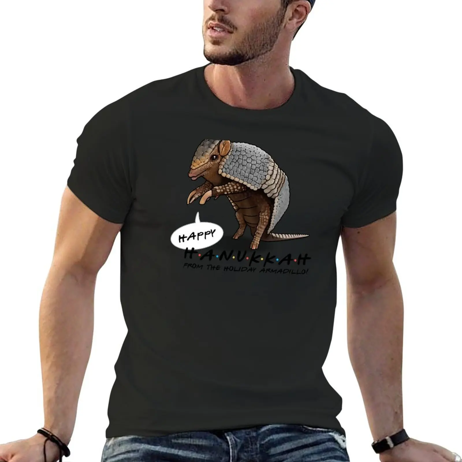 Happy Hanukkah from holiday armadillo T-Shirt summer tops oversized shirts graphic tee t shirts men