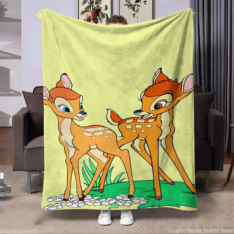 Disney Bambi Fawn Flannel Fluffy Fleece Blanket for Home Bedroom Bed Sofa Office Children's Cover Adult Soft Blankets Cute Gifts