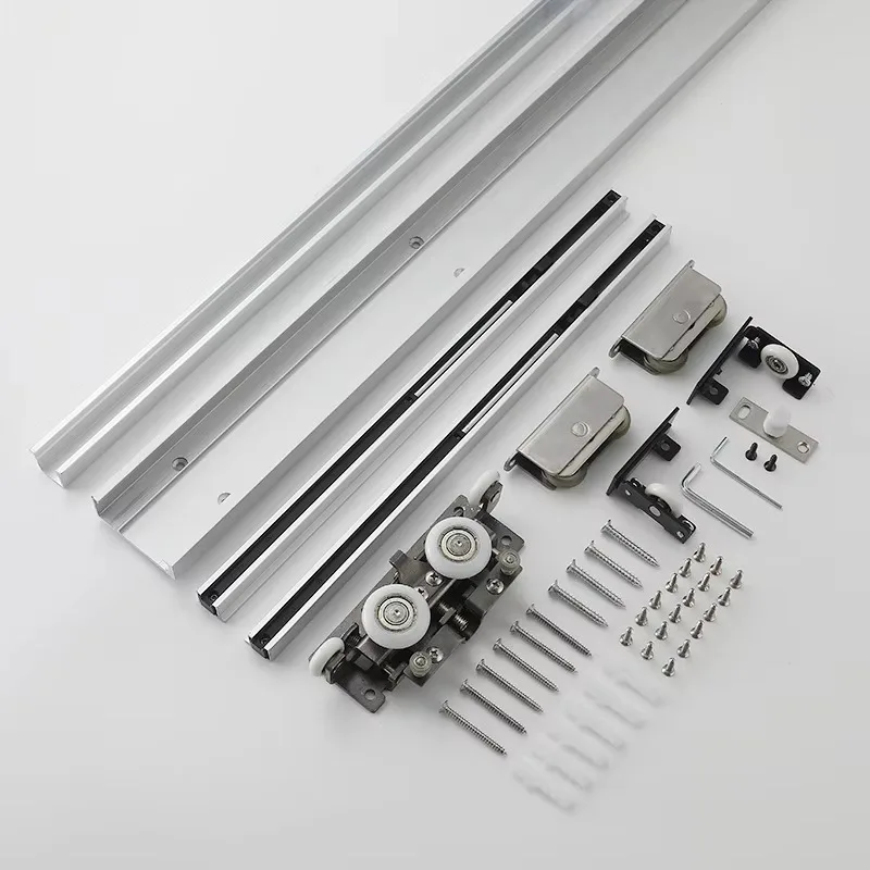 Ghost door hardware accessories - bathroom invisible guide rail partition sliding door special suspension pulley two-way buffer