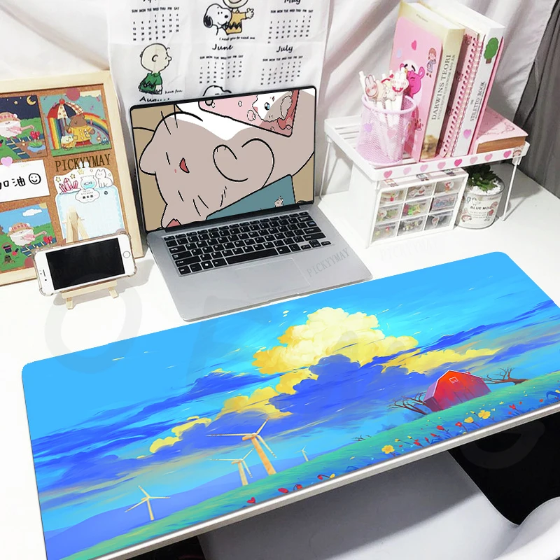 

Gamer Mousepad Landscape Mouse Pad Locking Edge Large Mouse Mat Natural Rubber Desk Rug PC Desk Mats Design Mousepads 100x50cm