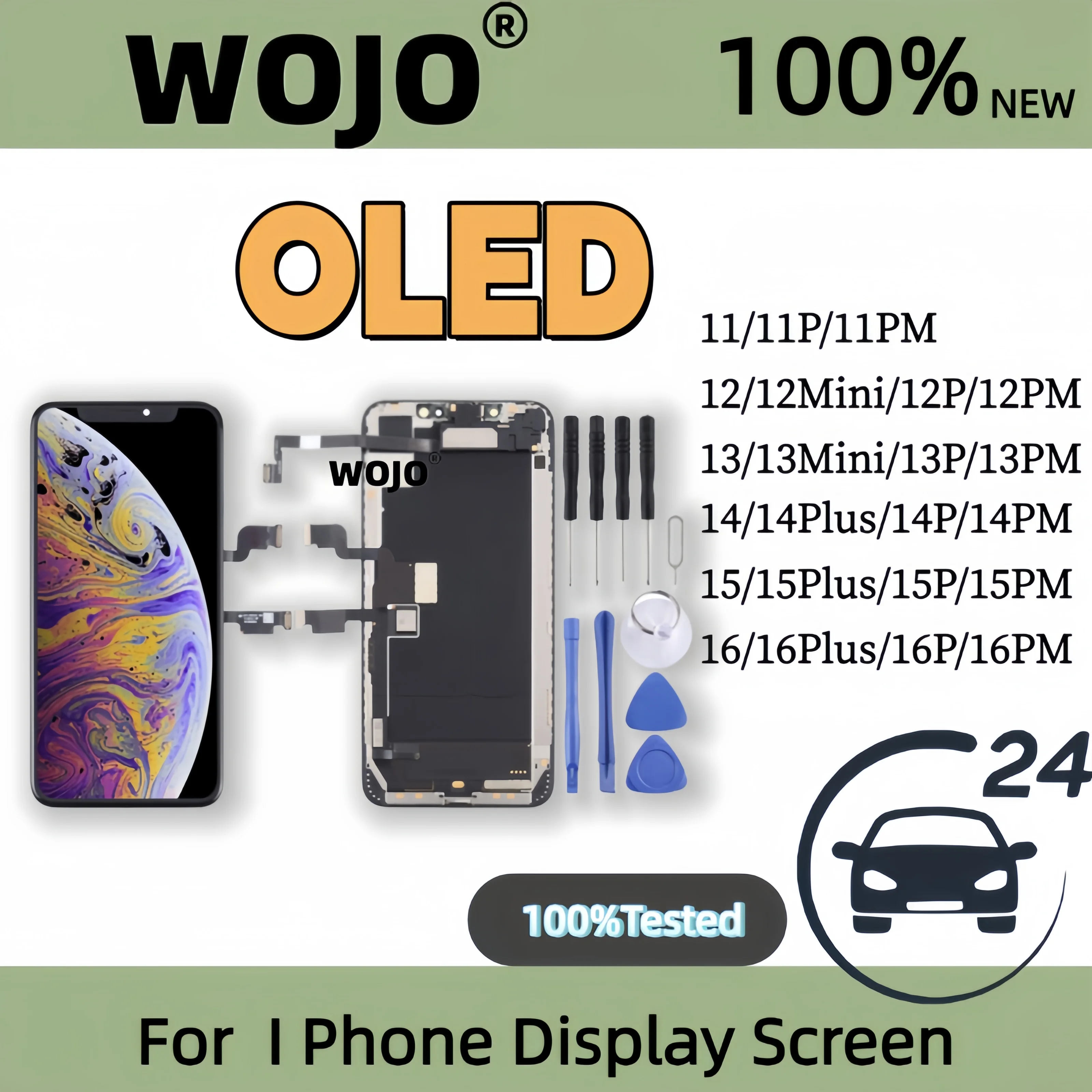 WOJO OLED 디스플레이 아이폰 12 프로 맥스 13 플러스 3D 터치 스크린 14 프로맥스15 16 인셀 디지타이저 어셈블리 교체용