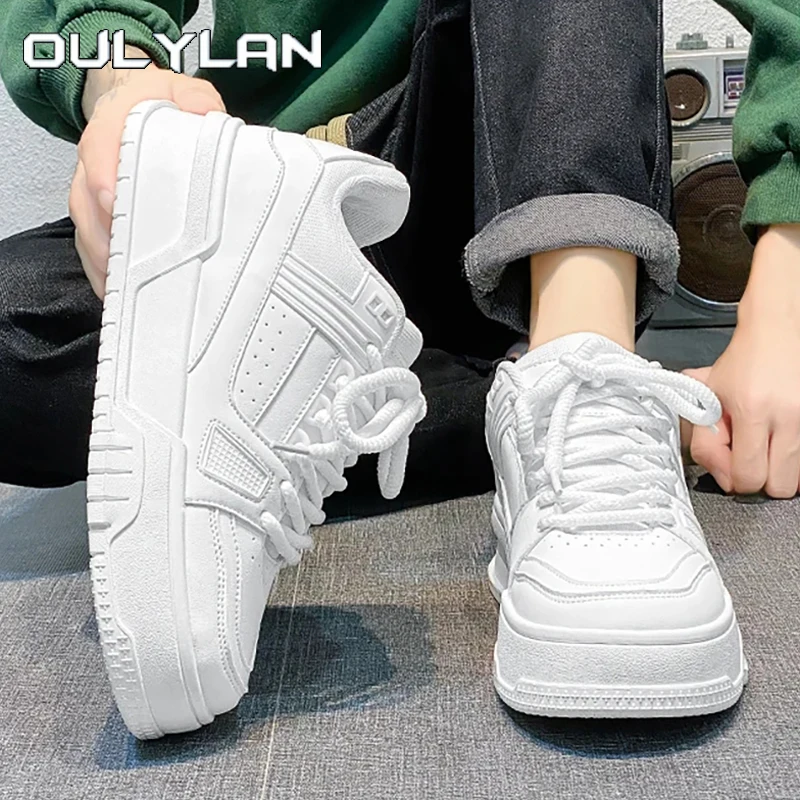 

Oulylan Нескользящие туфли для отдыха, мужские износостойкие кроссовки на толстой подошве, однотонная обувь для бега на шнуровке для мужчин