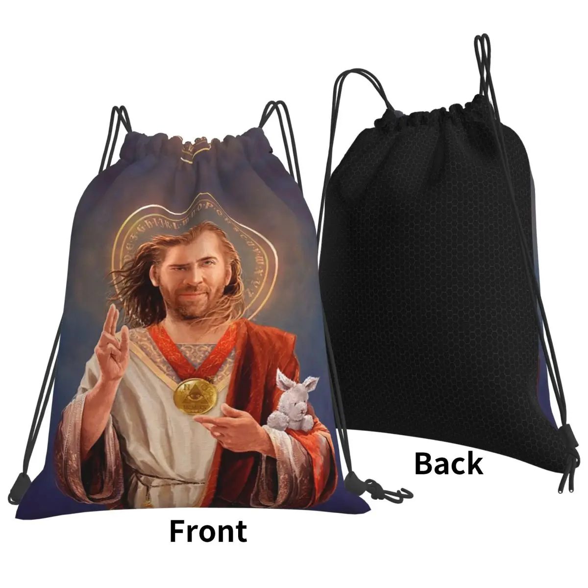 Nicolas Cage, Saint Nicolas Of Cage Backpacks Portable Drawstring Bags Sports Bag Book Bags for Travel School