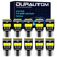 DURAUTOM 2/10 PCS T10 W5W LED Bulb Canbus Error Free 12V 6000K 300LM White Car Interior Dome Door Maps Trunk License Plate Light