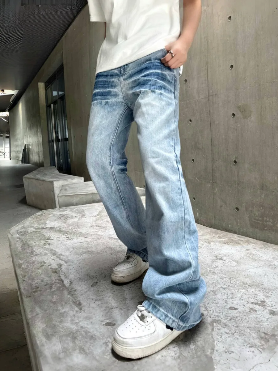 

Slimming Effectiveness Thunder Blue Jeans Loose Straight Leg Retro High Street Unisex Long Pants mid Waist Zipper Closure Cas...