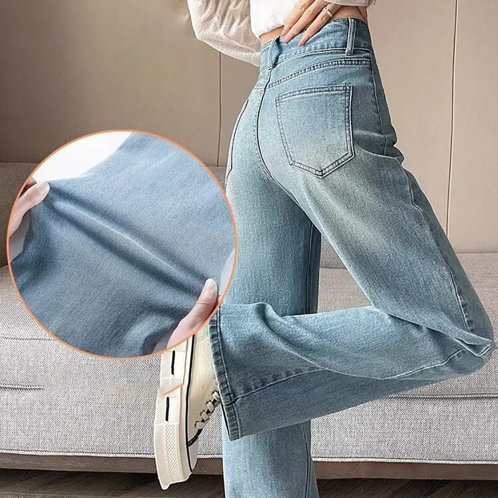 Baggy Diamond Design Wide Leg Jeans Autumn New Women Loose Straight Floor-length Pants High Waist Denim Trousers Oversized S-3XL