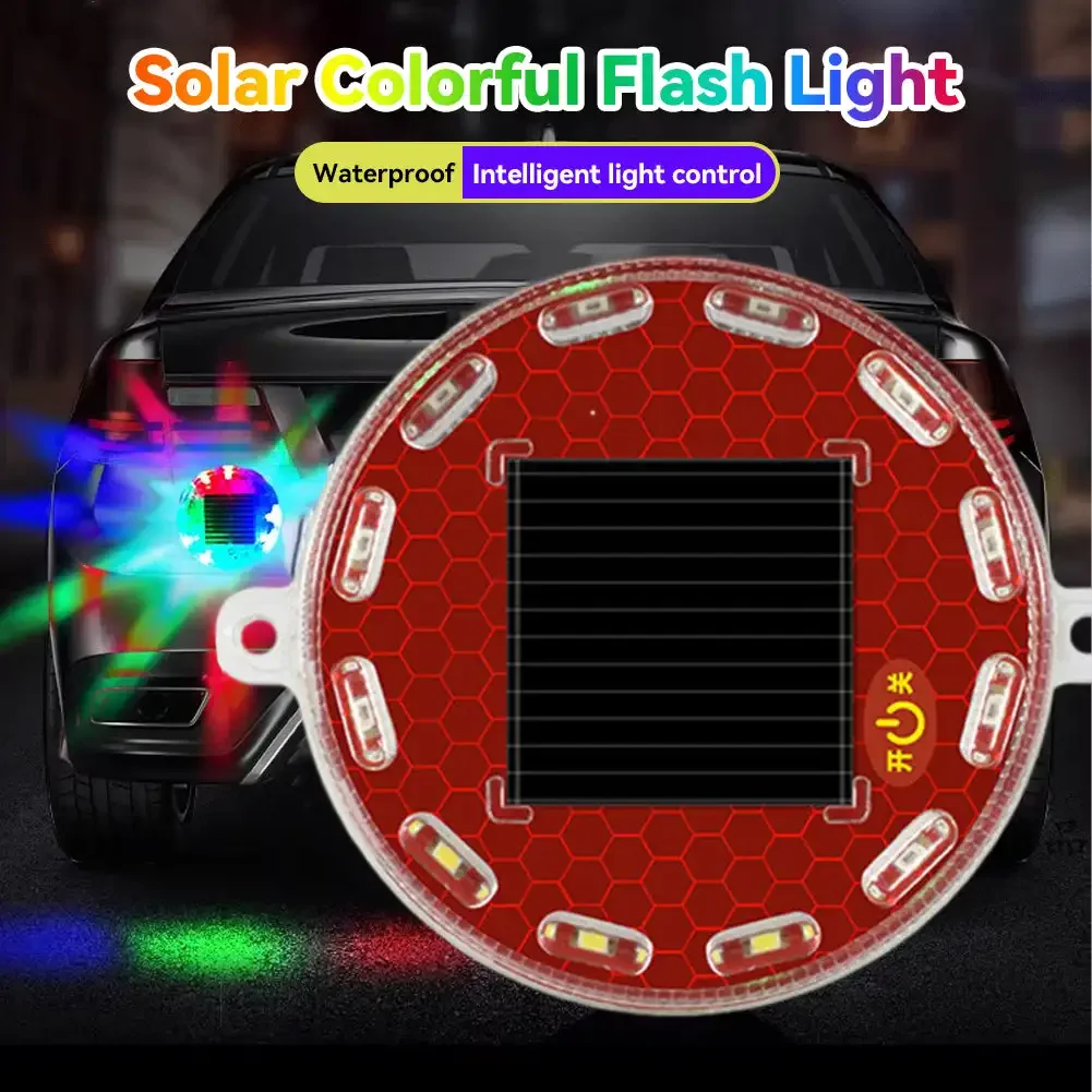 Mortorcycle LED Warning Light Solar Power Night Ride Tail Strobe Light with Reflective Sticker for Motorcycle Electric Vehicle