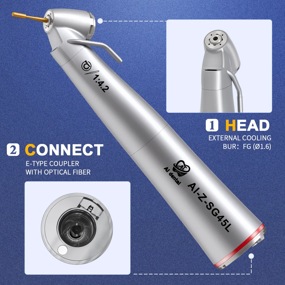 AI-Z-SG45L 1:4.2 Increasing 45-Degree Angle Head surgical  Handpiece External Nozzle For FG burs (1.6 / 20-25 mm)