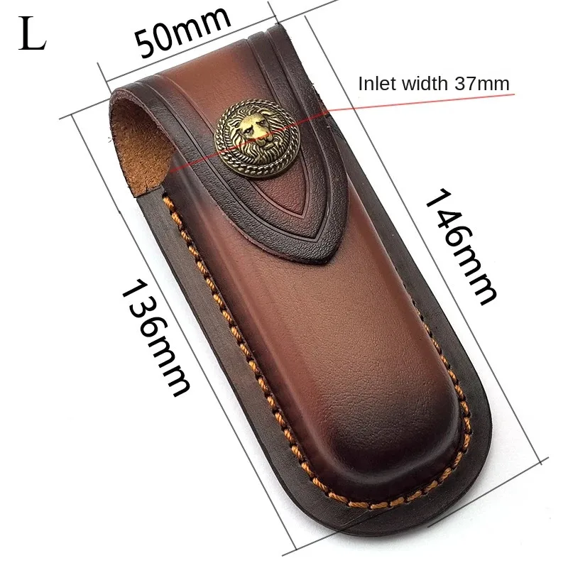 Fibbia in ottone Coltello pieghevole in vera pelle di mucca Coltelli Pinze Guaina Fodero Custodia per custodia